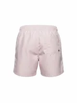 Short de baño negro liso con cintura elástica ajustable con cordón.