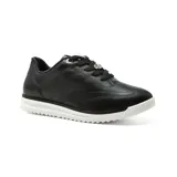 Championes negros de cuero sintético con plataforma blanca y cordones con detalles brillantes.