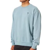 Buzo celeste de algodón con cuello redondo y logo de palmera bordado en el pecho.