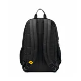 Mochila unisex color naranja con elementos reflectantes y múltiples bolsillos, diseñados para actividades al aire libre.