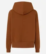 Buzo negro de algodón con forro de polar, cuello con capucha y mangas largas.
