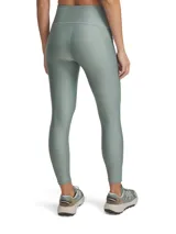 Calza de mujer Under Armour HeatGear® de tiro alto hasta el tobillo, color gris azulado, con cintura antideslizante y logo en la pierna.