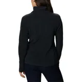 Buzo polar blanco de mujer, con cuello alto y cierre de media cremallera.