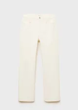 Pantalón de jean color crudo, de corte recto y tiro medio.