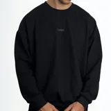 Buzo negro de algodón y poliéster con cuello redondo y bordado con la palabra "GAINS" en el pecho.