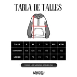 Canguro gris con capucha y mangas largas negras. Estampado en el frente con diseño de manos en blanco y negro.