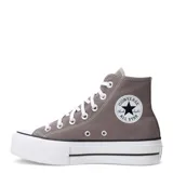 Championes Converse Chuck Taylor All Star Lift Platform color gris, de caña alta y suela con plataforma blanca.