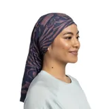 Cuello multifuncional Buff Coolnet Uv® con estampado abstracto en tonos marrones y azules.