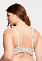 Soutien bralette de encaje floral color beige, con micro tul y breteles regulables.