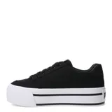 Championes Puma Court Classic Vulc FS Platforma, color negro con franja blanca y suela de plataforma blanca.
