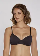 Soutien blanco de microfibra, sin costuras, preformado con copa y aro, y bretel regulable.