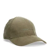 Gorro con visera de pana color verde con logo bordado.