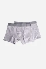 Pack de dos boxers grises lisos con cintura elastizada con logo de la marca.