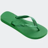 Ojotas Havaianas Top color blanco, con suela de goma y tiras con diseño de espiga.