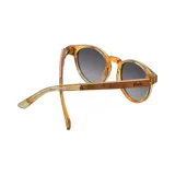 Lentes de sol Indie modelo Pacific con montura redonda de acetato color carey y lentes grises degradadas.