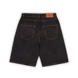 Short de jean negro con estampado blanco en el frente.