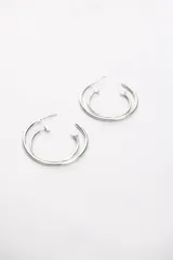 Aros de plata 925 hechos a mano, con diseño de doble argolla.