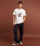 Remera blanca de algodón con estampa del álbum Wish You Were Here de Pink Floyd.