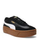 Championes Puma Club II Era Platforma de mujer, color negro con detalles en blanco y suela marrón.