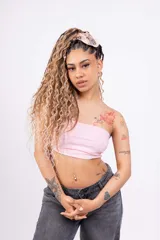 Top strapless de algodón con lycra, color rosa.