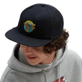 Gorra negra de Vans con parche bordado de Cookie Monster comiendo galletas.