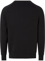 Sweater negro de tejido de punto con textura slub, cuello redondo y logo de goma de Calvin Klein en el bajo.