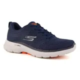 Championes deportivos Skechers GO WALK 6 - Avalo, color azul marino, con cordones y capellada de malla y material sintético. Incorporan plantilla Air-Cooled Goga Mat, media suela con amortiguación ULTRA GO y tecnología Hyper Pillar.