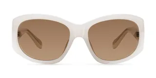 Lentes de sol oversize con montura color hueso y lentes color chocolate.