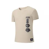Remera color crema de algodón con cuello redondo y manga corta. Estampado frontal con logos del equipo de béisbol New York Yankees.