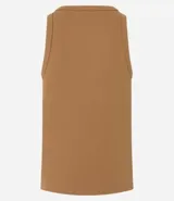 Musculosa negra de algodón acanalado, sin estampa y cuello redondo.