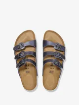 Sandalias Birkenstock Florida con tres tiras ajustables, plantilla anatómica de corcho y látex, y suela de EVA.