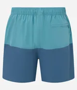 Bermuda de baño masculina confeccionada en microfibra, con cintura elástica, cordón ajustable, bolsillos laterales y trasero con cremallera, y estampado bicolor.