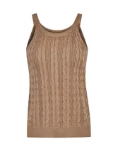 Musculosa color beige con diseño de trenzas, cuello redondo y breteles anchos.