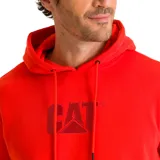 Canguro rojo con capucha ajustable y bolsillo tipo canguro. Logo CAT tonal bordado en el pecho. Confeccionado en algodón y poliéster.