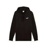Buzo hoodie negro de algodón con logo Puma bordado en blanco en el pecho y bolsillo tipo canguro.