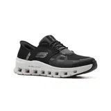 Championes deportivos Skechers Slip-ins Glide Step Pro para hombre, color negro con detalles en blanco. Diseñados con tecnología Hands Free Slip-ins para un fácil calce, Heel Pillow para mantener el pie en su lugar, plantilla Air-Cooled Memory Foam y entresuela Glide-Step.