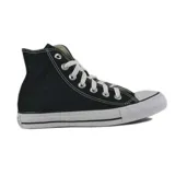 Zapatillas Converse modelo Chuck Taylor All Star, de caña alta, color negro con detalles en blanco.