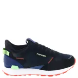 Championes de hombre en color negro con detalles en azul y verde, diseñados para running.