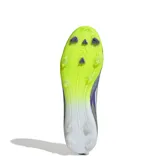 Championes de fútbol Adidas F50 League FG, diseño unisex en color púrpura con detalles en blanco y amarillo limón.