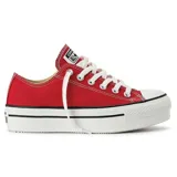 Zapatillas Converse Chuck Taylor All Star Lift, color rojo, con plataforma blanca y detalles en negro.