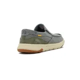 Zapato casual de hombre marca Country, color gris, estilo slip-on con elásticos laterales, capellada de lona, detalle de pespuntes y suela de goma color beige con detalles en marrón.