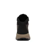 Bota de senderismo Columbia Newton Wander para hombre, color gris oscuro con detalles en negro y naranja. Fabricada en cuero impermeable con tecnología Omni-Tech y suela de caucho Omni-Grip para mayor tracción.