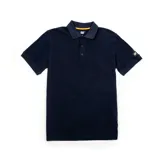 Remera tipo polo azul marino de Caterpillar, con cuello clásico con botones y logo de la marca bordado en la manga izquierda.