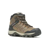 Botas de trekking Merrell Crosslander 3 Mid WP para hombre, color marrón con detalles en negro y naranja. Confeccionadas en cuero y malla impermeable, con suela de goma adherente y entresuela de EVA para mayor estabilidad y comodidad.