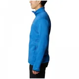 Campera polar Columbia Park View Fleece, color azul jaspeado, con cierre frontal completo, cuello alto, bolsillos laterales con cierre y bolsillo en el pecho con cierre vertical en color verde lima. Cuenta con tecnología Omni-Wick, puños elásticos con orificios para pulgares y protector de barbilla.