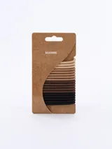 Pack de 18 gomitas de pelo elásticas en tonos nude, marrón y negro.