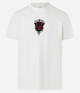 Remera blanca de algodón con estampa de Darth Vader y texto alusivo a Star Wars.
