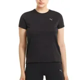 Remera deportiva Puma de mujer color celeste jaspeado, de manga corta y corte clásico.