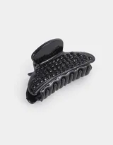 Broche de pelo negro de acrílico con apliques de strass.