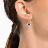 Aros de aro Swarovski Symbolic Evil Eye, con baño en tono oro rosa y colgante con forma de ojo turco decorado con pavé transparente, azul y negro.